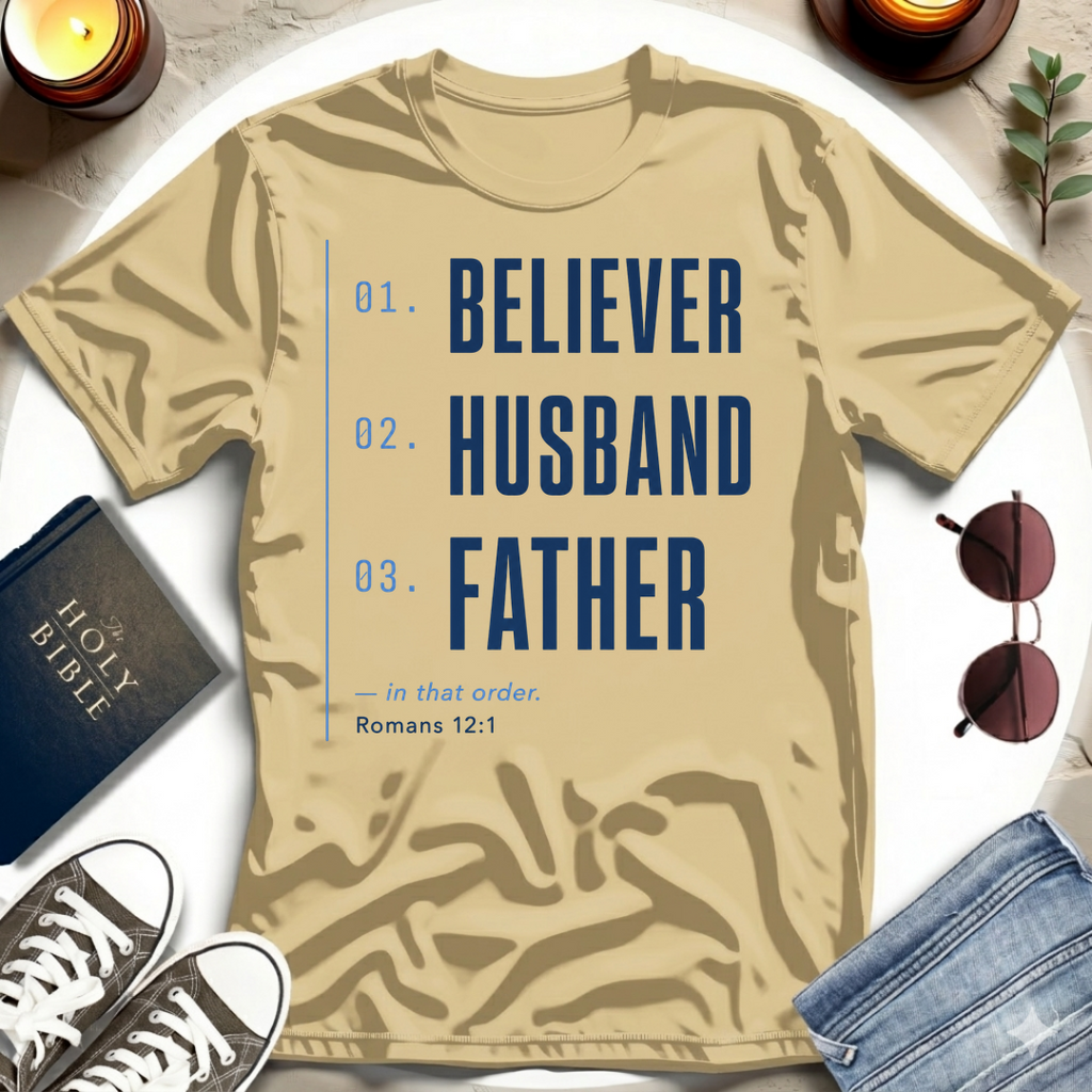 Believer Husband Father Priority T-Shirt